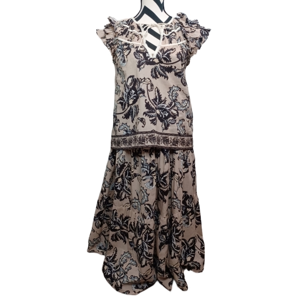 Bindu Isabel Sz S Boho Floral Top & Maxi Skirt Set